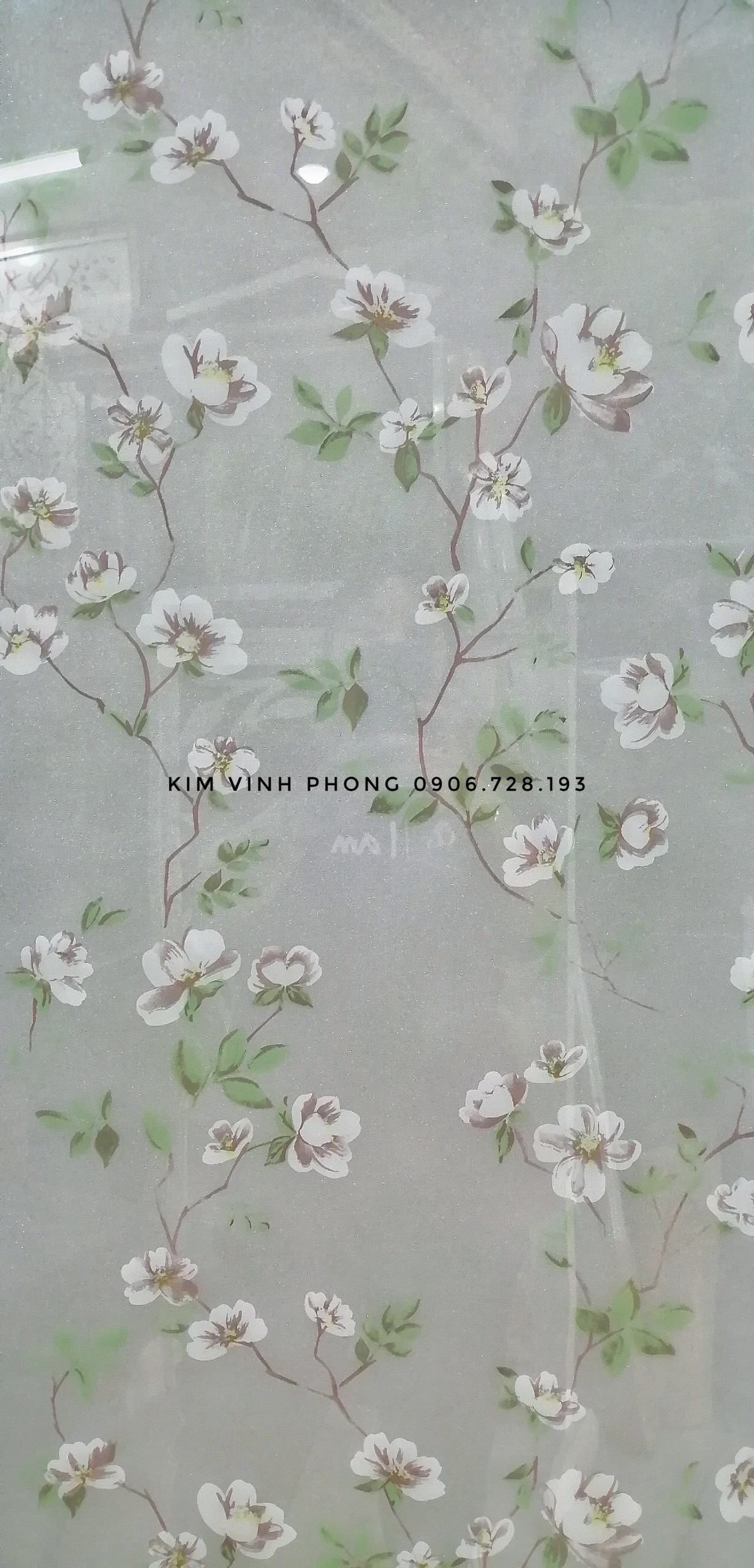 Thiết kế giấy dán tường hình họa tiết hoa nhí trên nền xanh 36599   123Designorg